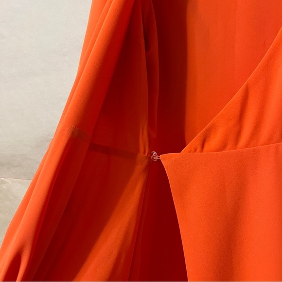 Alice + Olivia | NWT Sandra Wrap Dress Mini Flutter Sleeve Monarch Orange Size 8 - Picture 9 of 12